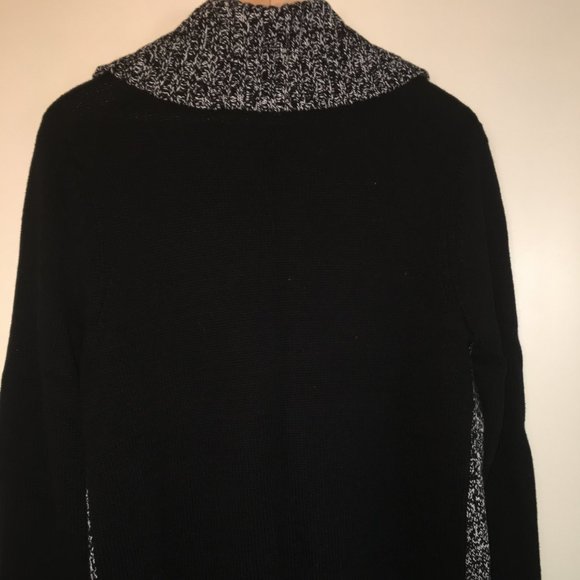 JONES NEW YORK CARDIGAN SWEATER / JACKET - BLACK/WHITE - SHAWL COLLAR - SZ LARGE - Picture 7 of 9